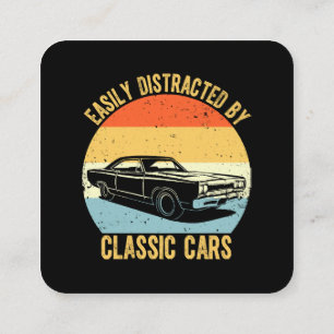 Einfach abgelenkt durch Oldtimer Quadratische Visitenkarte