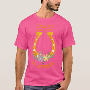 Einfach abgelenkt durch Pferde Reiten Lustig T-Shirt