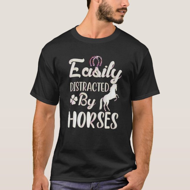 Einfach abgelenkt durch Pferde T-Shirt (Vorderseite)