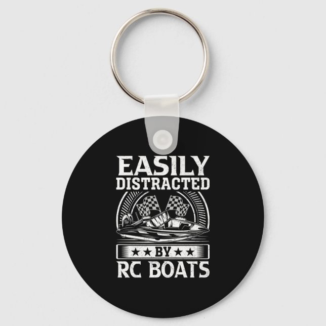 Einfach abgelenkt durch RC-Boote - Modellboot-Gesc Schlüsselanhänger (Vorderseite)