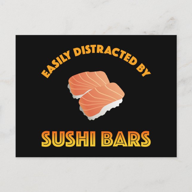 Einfach abgelenkt durch Sushi-Bars Postkarte (Vorderseite)