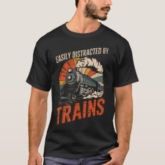 Einfach abgelenkt durch Züge Lustige Eisenbahn T-Shirt