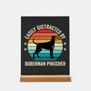 Einfach abgelenkt von Dobermann Retro-Sonnenunterg Acrylschild