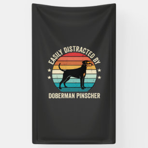 Einfach abgelenkt von Dobermann Retro-Sonnenunterg Banner