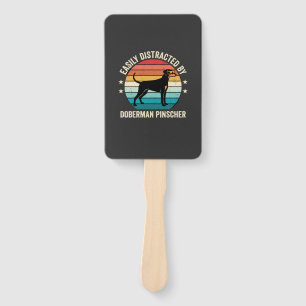 Einfach abgelenkt von Dobermann Retro-Sonnenunterg Fächer