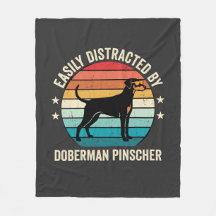 Einfach abgelenkt von Dobermann Retro Sonnenunterg Fleecedecke