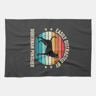 Einfach abgelenkt von Dobermann Retro-Sonnenunterg Geschirrtuch