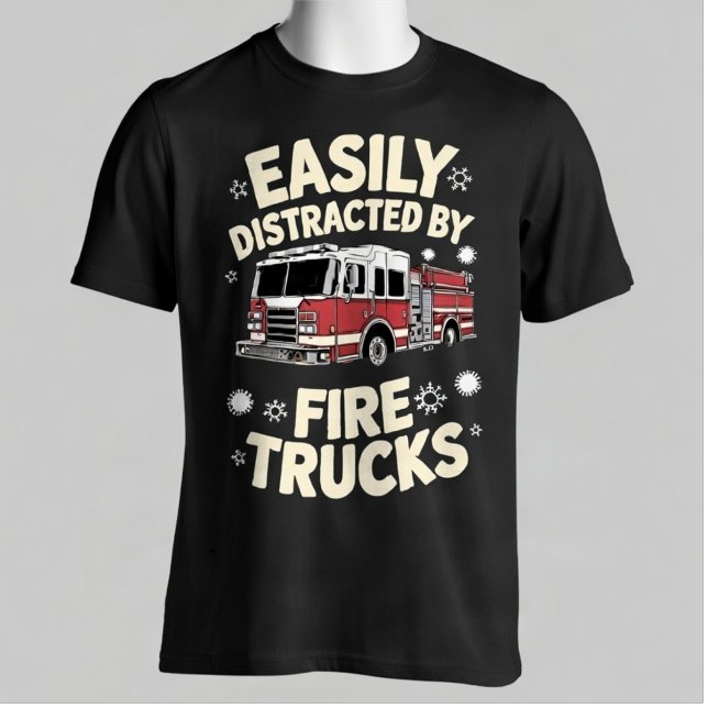 Einfach abgelenkt von Feuerwehrwagen Lustiger Feue T-Shirt (Von Creator hochgeladen)