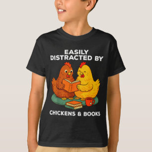 Einfach abgelenkt von Hühnern und Büchern lustig T-Shirt