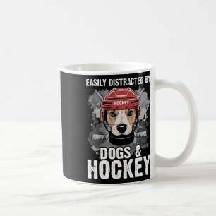 Einfach abgelenkt von Hunden und Hockey Lustiger H Kaffeetasse
