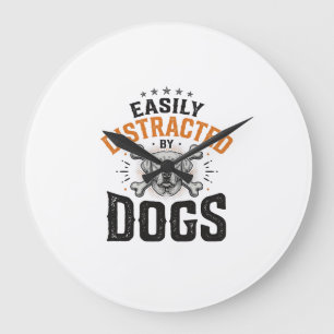 Einfach abgelenkt von Hunden Vintage Hundeliebhabe Große Wanduhr