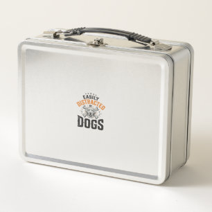 Einfach abgelenkt von Hunden Vintage Hundeliebhabe Metall Brotdose