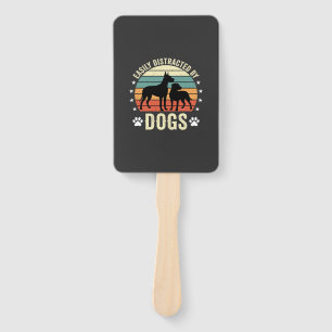Einfach abgelenkt von Hunden Vintage Retro Sonnenu Fächer