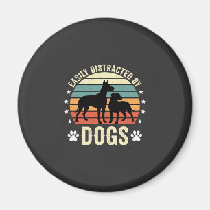 Einfach abgelenkt von Hunden Vintage Retro Sonnenu Magnet