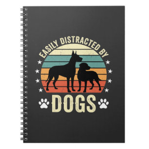 Einfach abgelenkt von Hunden Vintage Retro Sonnenu Notizblock