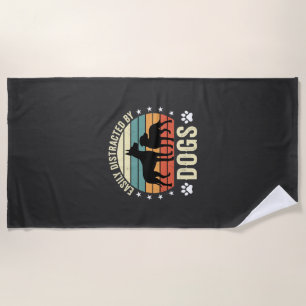 Einfach abgelenkt von Hunden Vintage Retro Sonnenu Strandtuch