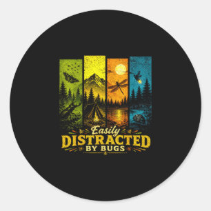 Einfach abgelenkt von Käfern Vintage-Shirt Camping Runder Aufkleber