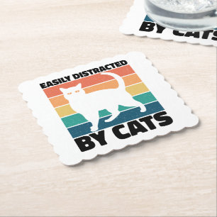 Einfach abgelenkt von Katzen kitty kawaii Lustige Untersetzer