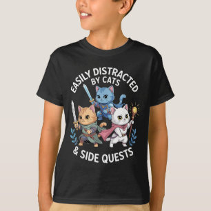 Einfach abgelenkt von Katzen & Nebenquests Lustig T-Shirt