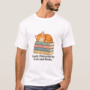 Einfach abgelenkt von Katzen und Büchern Cozy Cott T-Shirt