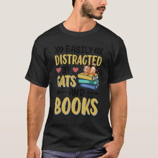 Einfach abgelenkt von Katzen und Büchern für Katze T-Shirt