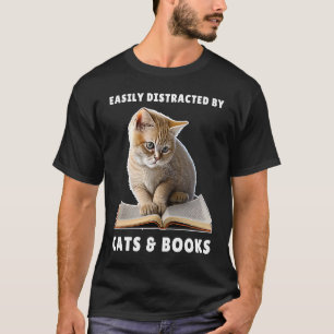 Einfach abgelenkt von Katzen und Büchern Katzenbuc T-Shirt