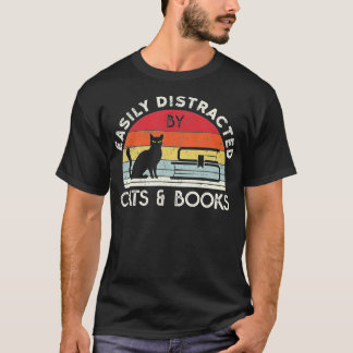 Einfach abgelenkt von Katzen und Büchern Vintage R T-Shirt