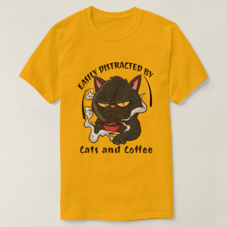 Einfach abgelenkt von Katzen und Kaffee Lustige Ka T-Shirt
