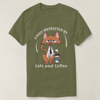 Einfach abgelenkt von Katzen und Kaffee Lustige Ka T-Shirt