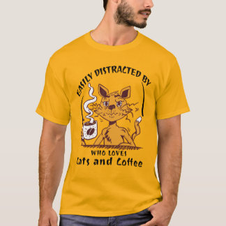 Einfach abgelenkt von Katzen und Kaffee Lustige Ka T-Shirt