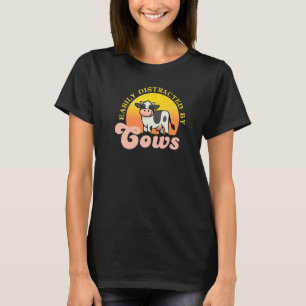 Einfach abgelenkt von Kühen Tier Retro Vintage T-Shirt