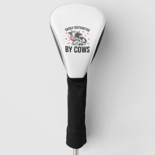 Einfach abgelenkt von Kühen Vintage Kuh Grafik_1 Golf Headcover
