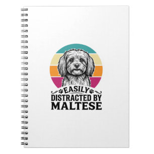 Einfach abgelenkt von Maltese Vintage-Hundedesign_ Notizblock