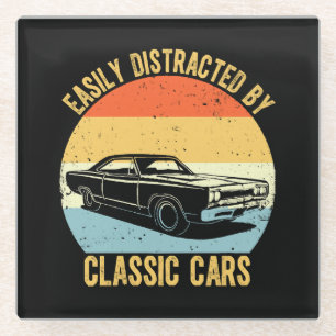 Einfach abgelenkt von Oldtimern Glasuntersetzer