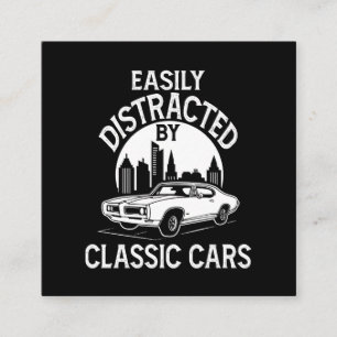 Einfach abgelenkt von Oldtimern lustig Quadratische Visitenkarte
