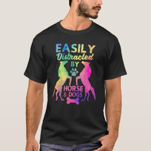 Einfach abgelenkt von Pferden und Hunden Lustiges T-Shirt
