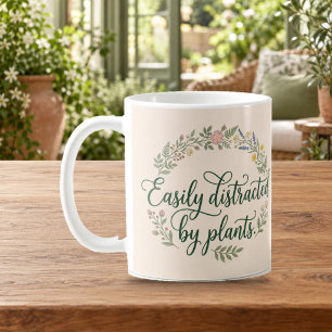 Einfach abgelenkt von Pflanzen Florale Schrift Tas Kaffeetasse