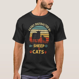Einfach abgelenkt von Schafen und Katzen Bauernhof T-Shirt