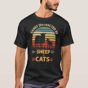 Einfach abgelenkt von Schafen und Katzen Bauernhof T-Shirt