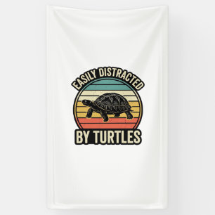 Einfach abgelenkt von Schildkröten Vintage Grafik- Banner