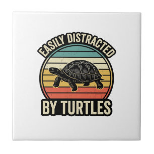 Einfach abgelenkt von Schildkröten Vintage Grafik- Fliese