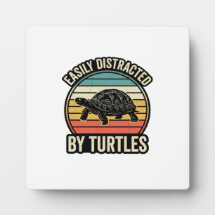 Einfach abgelenkt von Schildkröten Vintage Grafik- Fotoplatte
