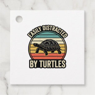 Einfach abgelenkt von Schildkröten Vintage Grafik- Geschenkanhänger