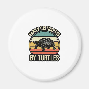 Einfach abgelenkt von Schildkröten Vintage Grafik- Magnet