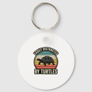 Einfach abgelenkt von Schildkröten Vintage Grafik- Schlüsselanhänger
