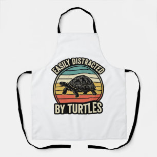 Einfach abgelenkt von Schildkröten Vintage Grafik- Schürze