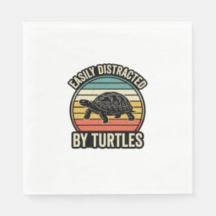 Einfach abgelenkt von Schildkröten Vintage Grafik- Serviette