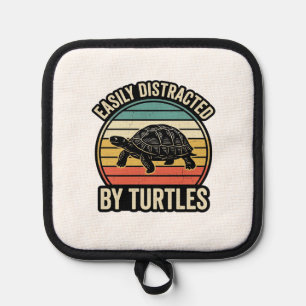 Einfach abgelenkt von Schildkröten Vintage Grafik- Topflappen
