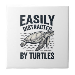 Einfach abgelenkt von Schildkröten Vintage-Shirt-D Fliese