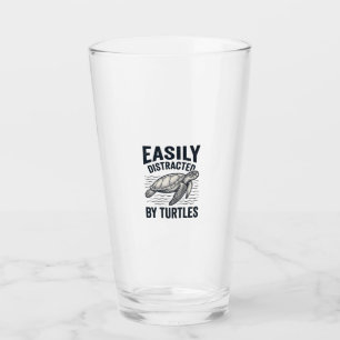Einfach abgelenkt von Schildkröten Vintage-Shirt-D Glas